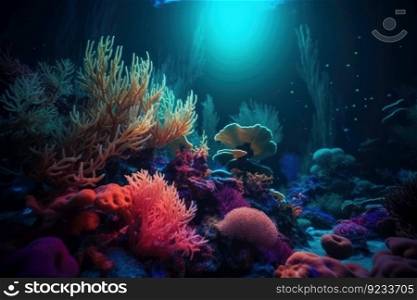 Coral reef closeup underwater. Animal macro. Generate Ai. Coral reef closeup underwater. Generate Ai