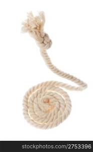Cord with knot. A fragment of a cord it is isolated on a background