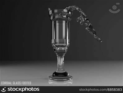 cordial glass footed 3D illustration on dark background