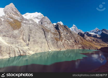 Cordillera. Beautiful mountains landscapes in Cordillera Huayhuash, Peru, South America