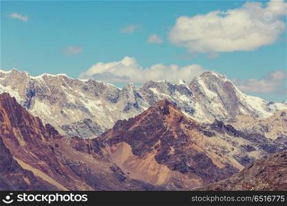Cordillera. Beautiful mountains landscapes in Cordillera Huayhuash, Peru, South America