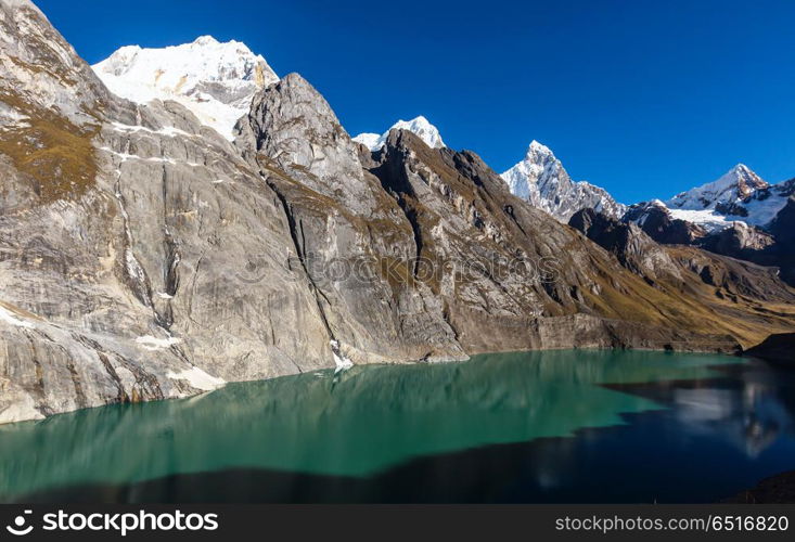 Cordillera. Beautiful mountains landscapes in Cordillera Huayhuash, Peru, South America