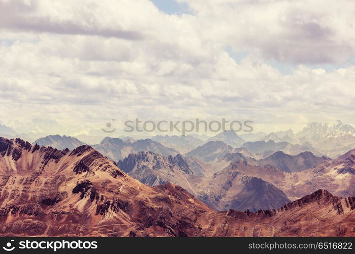 Cordillera. Beautiful mountains landscapes in Cordillera Huayhuash, Peru, South America