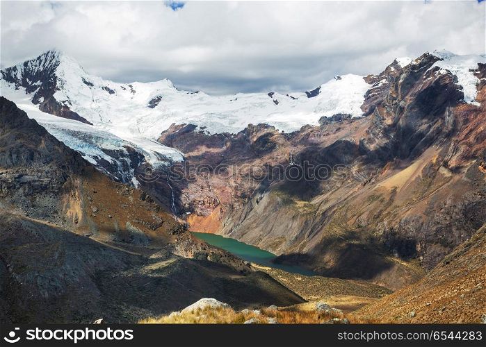 Cordillera. Beautiful mountains landscapes in Cordillera Huayhuash, Peru, South America
