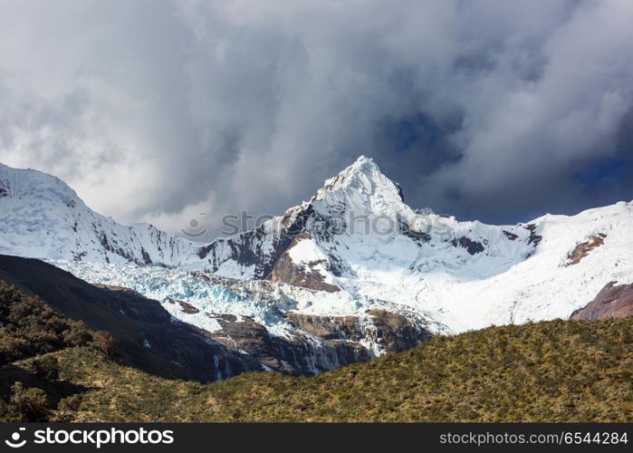 Cordillera. Beautiful mountains landscapes in Cordillera Huayhuash, Peru, South America