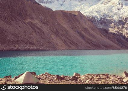 Cordillera. Beautiful mountains landscapes in Cordillera Huayhuash, Peru, South America