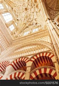 Cordoba, Spain. Mezquita - The Great Mosque (currently Catholic cathedral). UNESCO World Heritage Site. Interior view.