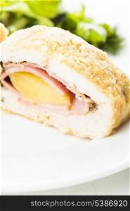 Cordon bleu - chicken cutlet stuffed with ham and cheese