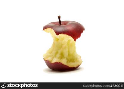 Core of red apple isolated on white background