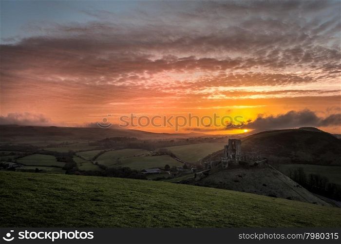 Corfe Castle Sunset