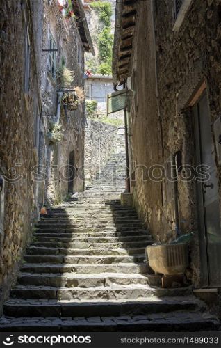 Cori, Latina, Lazio, Italy: typical alley of the historic town