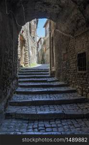 Cori, Latina, Lazio, Italy: typical covered alley in the historic town