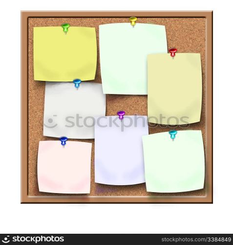 cork notice board with blank sticker notes