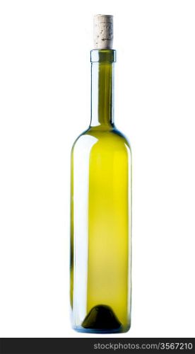 Corked Green Wine Bottle isolated on a white background