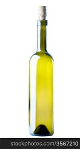 Corked Green Wine Bottle isolated on a white background