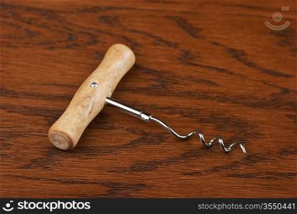 corkscrew on a wooden background