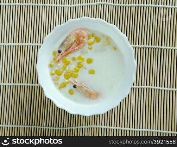 Corn crab soup - dish found in Chinese cuisine, American Chinese cuisine, and Canadian Chinese cuisine