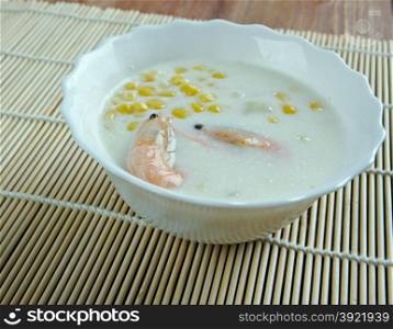 Corn crab soup - dish found in Chinese cuisine, American Chinese cuisine, and Canadian Chinese cuisine