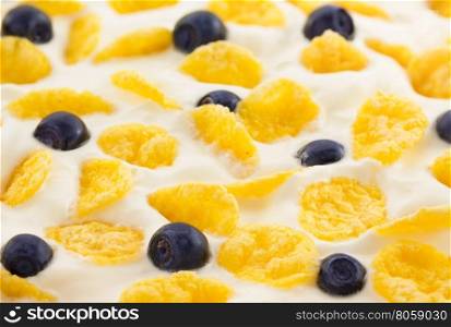 corn flakes and milk as background texture