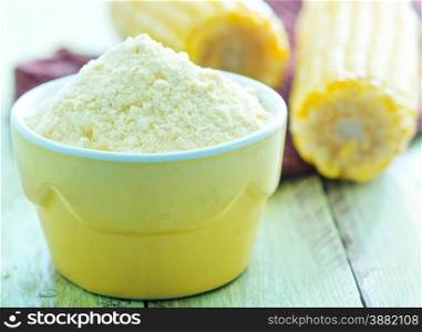 corn flour in bowl and on a table