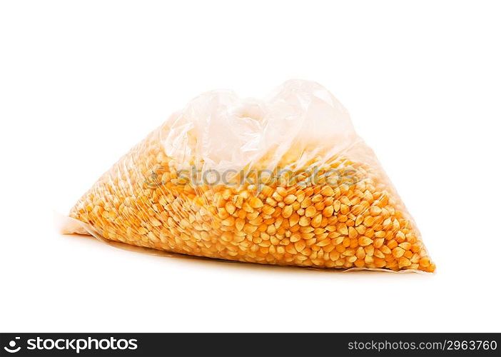 Corn seeds isolated on the white background