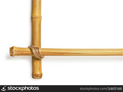 corner of a bamboo frame isolated on white background