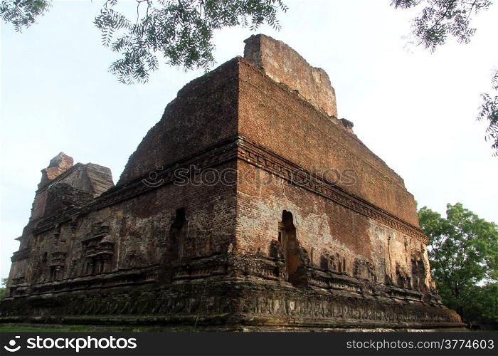 Corner of brick temple Lankatilaka in Polonnaruwa, Sri Lanka