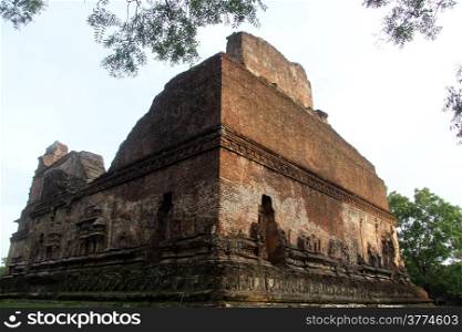 Corner of brick temple Lankatilaka in Polonnaruwa, Sri Lanka