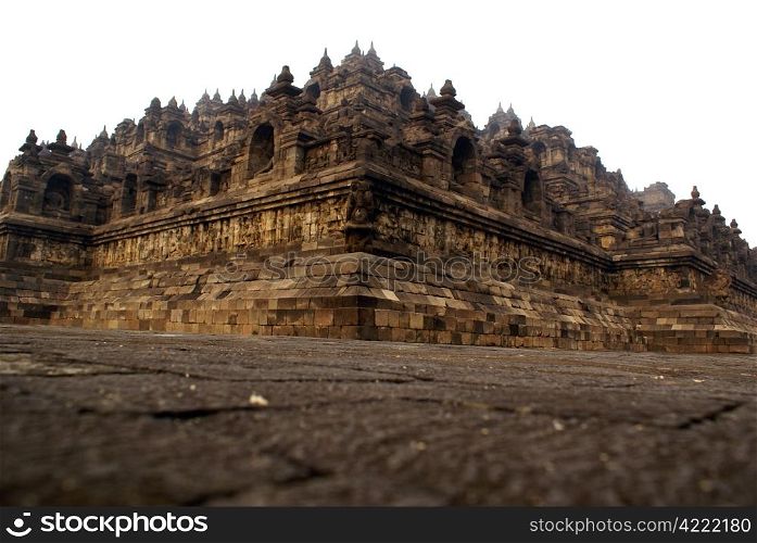 Corner of buddhist monument Borobudur, Java, Indonesia