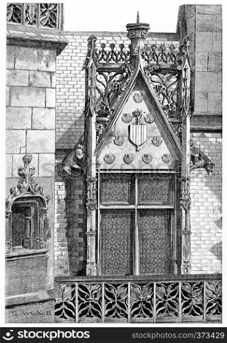 Corner of Hotel de Cluny, vintage engraved illustration. Paris - Auguste VITU ? 1890.