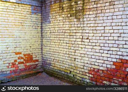 corner of old brick wall pattern background