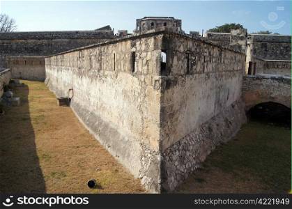 Corner of old fort in Campeche, Mexico