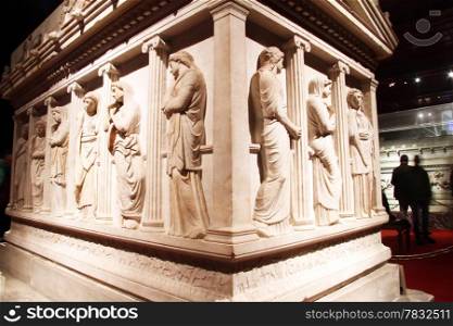 Corner of sarcophagus in Archeological museum in Istanbul, Turkey