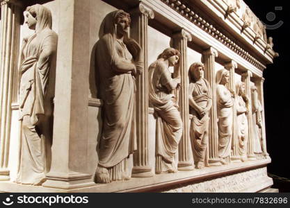 Corner of sarcophagus in Archeological museum in Istanbul, Turkey