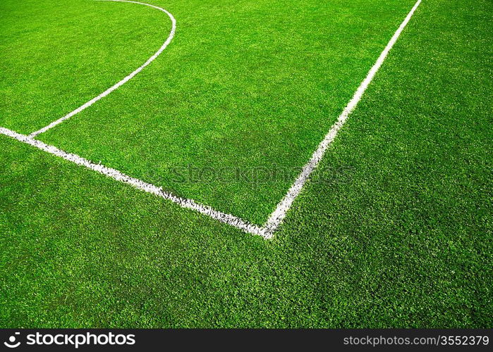 Corner of soccer field ,selective focus on nearest part