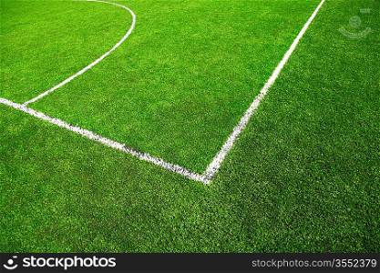 Corner of soccer field ,selective focus on nearest part