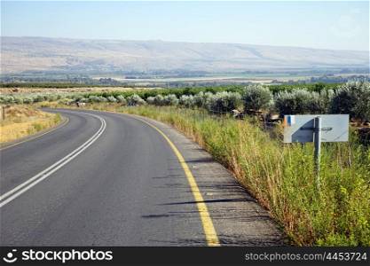 Corner on the asphalt road in Israel