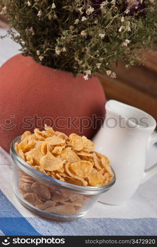 cornflakes on the table, still life