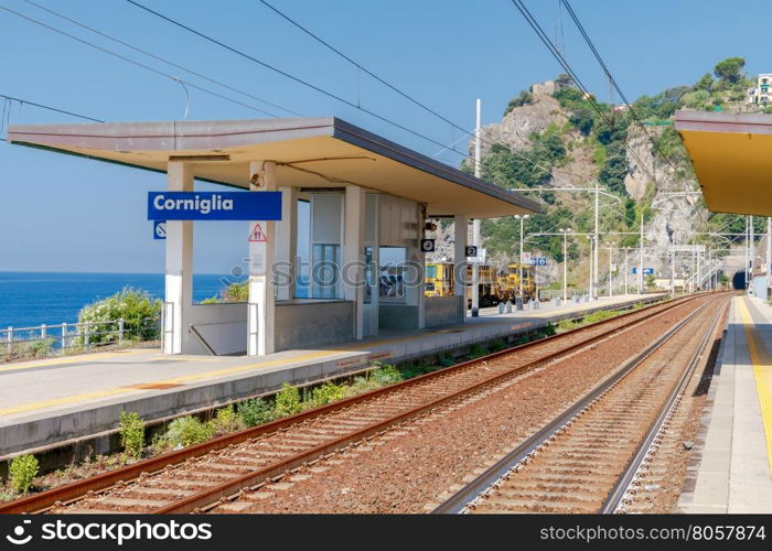 Corniglia. Railroad station.. Railway station in Corniglia. One of the five famous Italian villages in the Cinque Terre National Park. Italy.