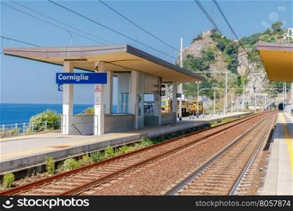 Corniglia. Railroad station.. Railway station in Corniglia. One of the five famous Italian villages in the Cinque Terre National Park. Italy.