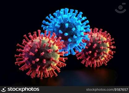 Corona virus macro shot of flu disease variant created with generative AI technology