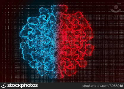 Coronavirus cells are changing species. The COVID-19 epidemic control concept, is changing from red to blue.