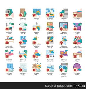 Coronavirus Cleaning , Thin Line and Pixel Perfect Icons