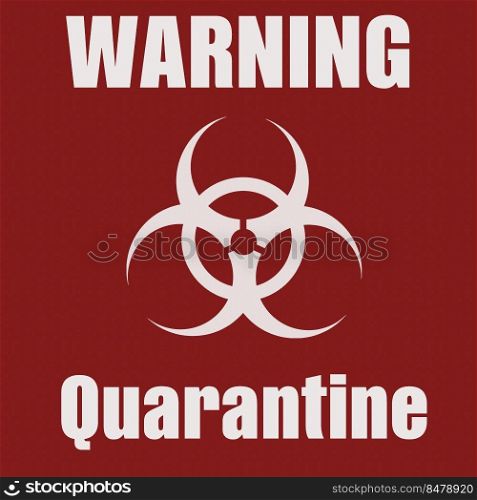 Coronavirus covid-19 quarantine red background. Biohazard sign.  Sign symbol quarantine zone. Coronavirus outbreak covid 19 2019 nCoV .