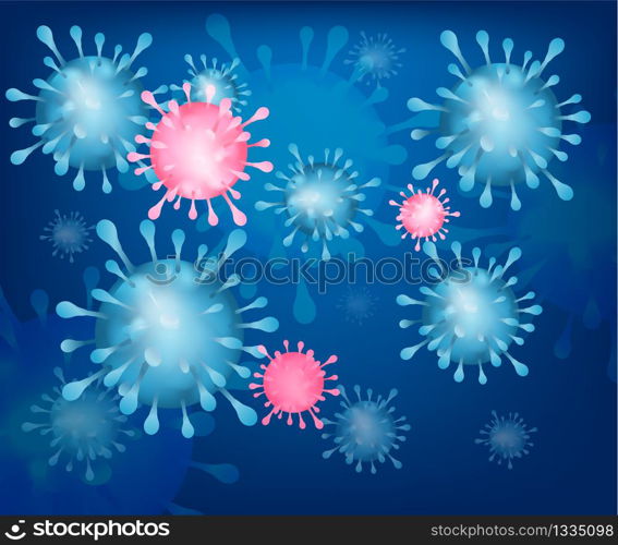 Coronavirus COVID-2019 on blue background. Virus 2019-nCoV