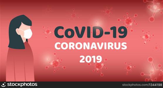 Coronavirus : CoVID elements banner, human use medical mask are to Protect from coronavirus. health and medical. Novel Coronavirus 2019. Pneumonia disease. CoVID-19 Virus outbreak spread.