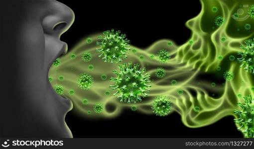 Coronavirus public health risk disease and flu outbreak or coronaviruses influenza background as dangerous viral strain case as a pandemic medical concept with dangerous cells as a 3D render