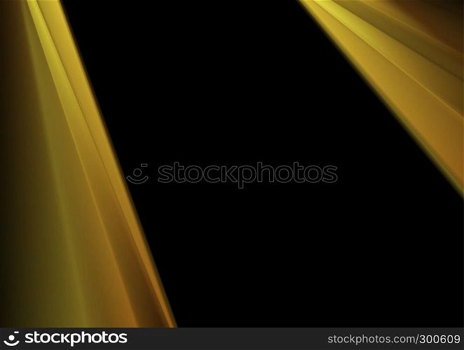 Corporate abstract black background with smooth golden stripes. Corporate abstract golden background
