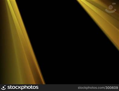 Corporate abstract black background with smooth golden stripes. Corporate abstract golden background