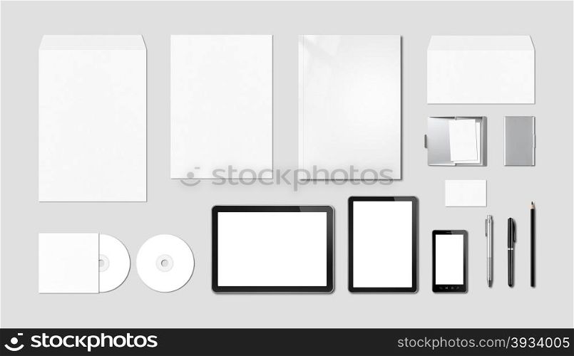 Corporate branding mockup template, isolated on grey background